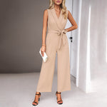 Sleeveless Casual Commuter Solid Color Jumpsuit Wholesale Womens Clothing