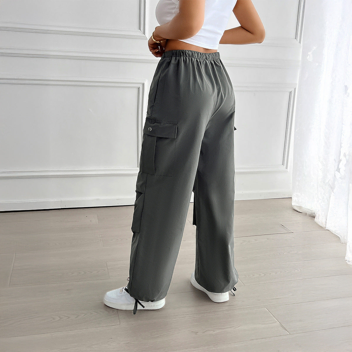 Loose Lace-Up Cargo Wide-Leg Pants Wholesale Womens Clothing N3824101000001