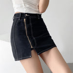 Street Style High Waist Skinny Side Zipper Package Hip Short Denim Skirt Wholesale Skirts