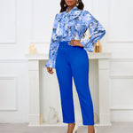 Fashionable Printed Strappy Long-Sleeved Tops And High-Waisted Trousers Wholesale Womens 2 Piece Sets N3823111600058