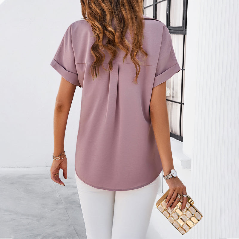 Casual Solid Color Stand Collar Shirts Wholesale Womens Clothing N3824022600008