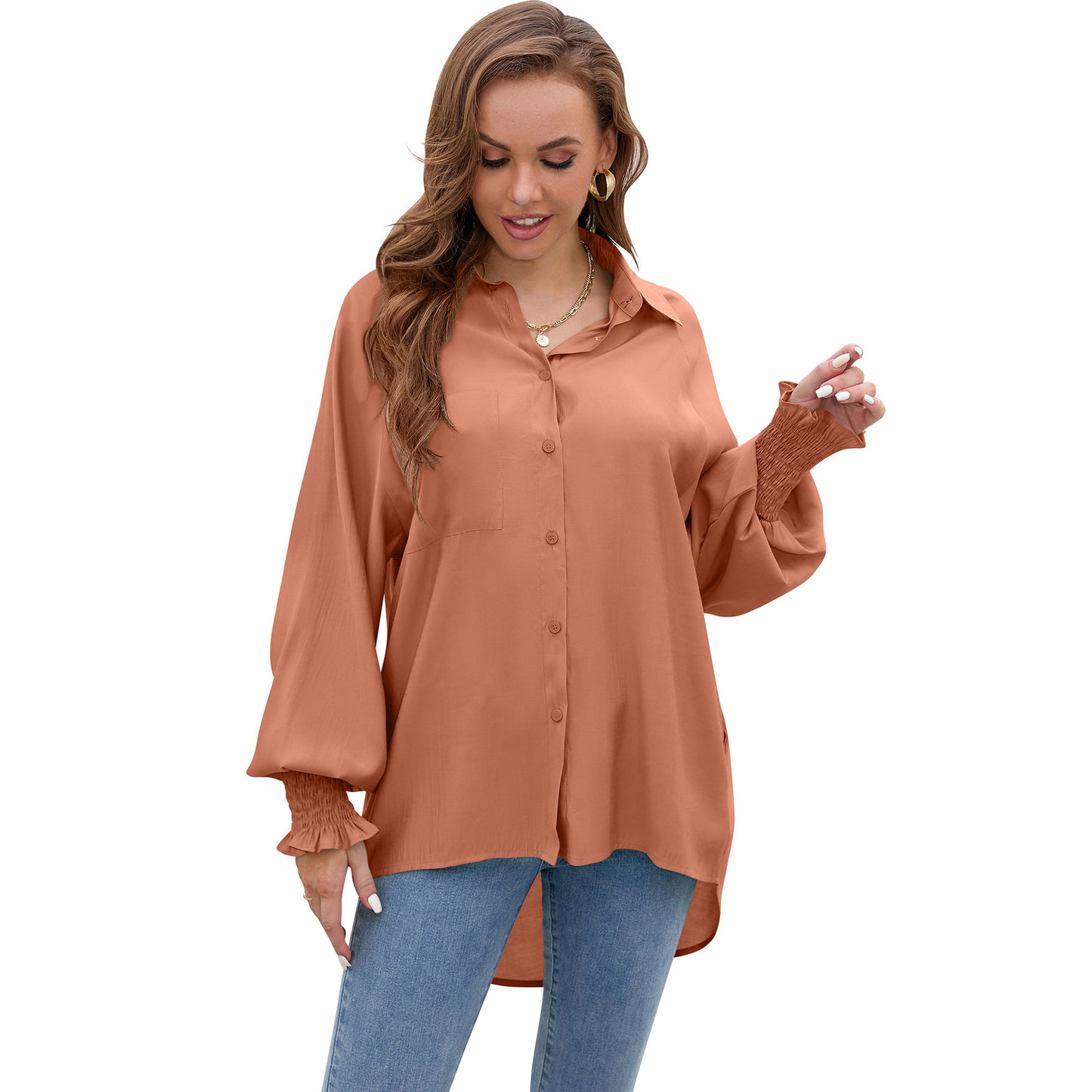 Raglan Sleeves Soft Solid Loose Asymmetric Shirt Wholesale Women'S Top