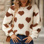Valentine's Day Love Print Round Neck Plush Pullover Sweatshirt Wholesale Womens Clothing N3823111600017