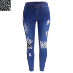 High Waisted Stretchy Painted Denim Pencil Calf Pants Wholesale Womens Clothing