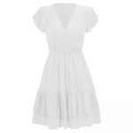 Short Sleeve Cross V Neck Waist Casual Dresses Wholesale Womens Clothing N3824050700042