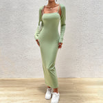 Elegant Solid Colour Camisole Dress And Long Sleeve Top Set Wholesale Women'S 2 Piece Sets