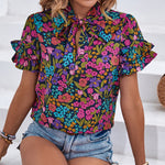 Floral Print Ethnic Shirt Wholesale Womens Clothing N3824022600081