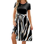 Round Neck Splicing Striped Printed Short Sleeve Dresses Wholesale Womens Clothing N3824052000088