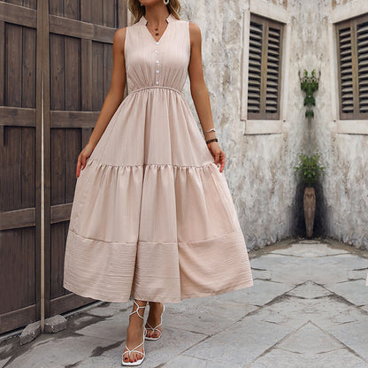 Solid Color Temperament Sleeveless Slim Maxi Dresses Wholesale Womens Clothing N3824022600073