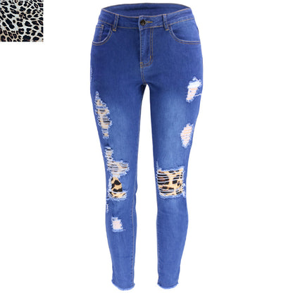 High Waisted Stretchy Painted Denim Pencil Calf Pants Wholesale Womens Clothing