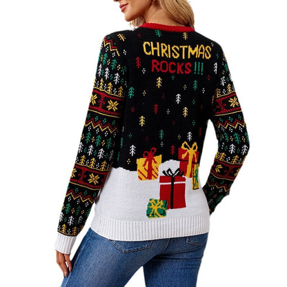 Santa Claus Knitted Sweater Elk Jacquard Christmas Wholesale Womens Clothing N3824072900045