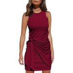 Sleeveless Round Neck Bow Irregular Belt Dresses Wholesale Womens Clothing N3824052000075