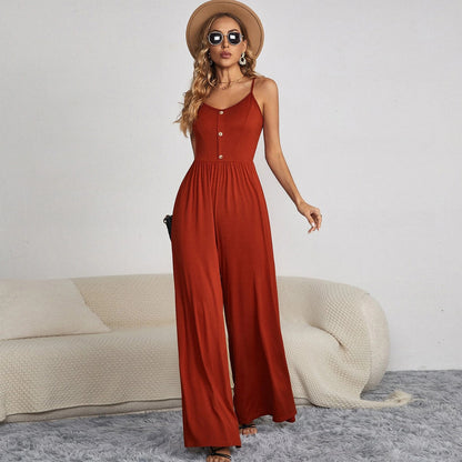 Solid Color Casual Sleeveless Loose Sling Jumpsuit Wholesale Womens Clothing N3824052000068