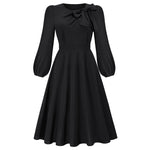 Round-Neck Bow-Knot A-Line Midi Dresses Wholesale Womens Clothing N3824062100037