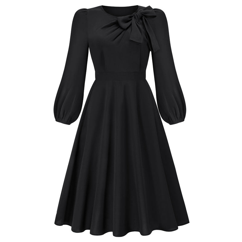 Round-Neck Bow-Knot A-Line Midi Dresses Wholesale Womens Clothing N3824062100037