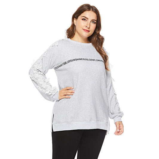 Plus Size Round Neck Pullover Letter Print Long Sleeve Sweatshirts Wholesale Womens Clothing N3824080300020