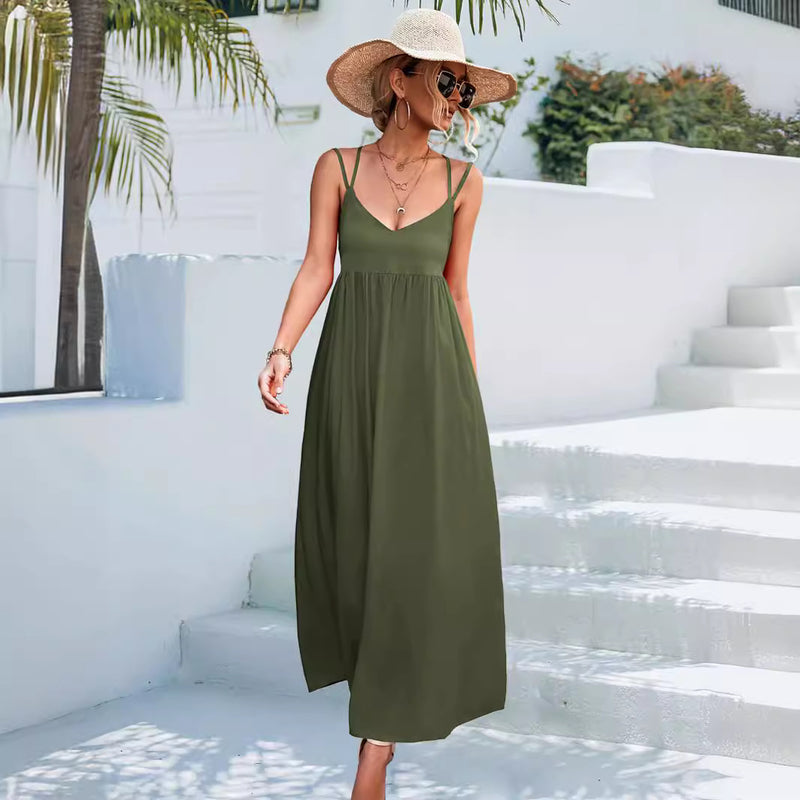 Sexy V Neck Backless Halter Dresses Beach Wholesale Womens Clothing N3824042900064