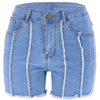 High Waist Patchwork Denim Shorts Wholesale Womens Clothing N3823090500051