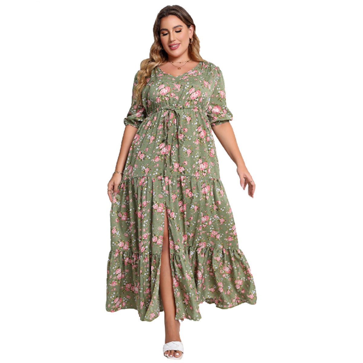 Plus Size Bohemian Print Loose Beach Dresses Wholesale Womens Clothing N3824080300031