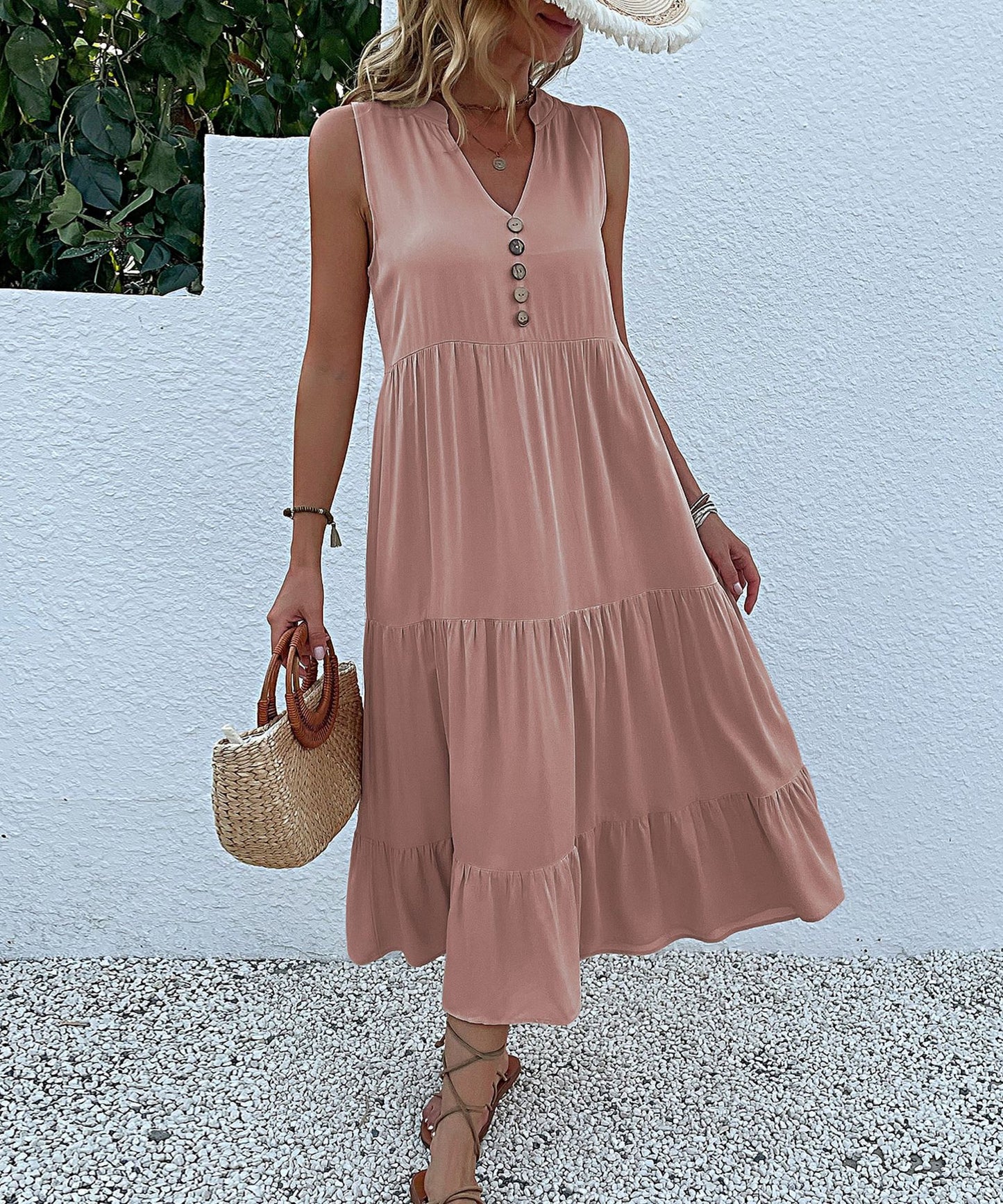 Sleeveless Tank Maxi Dresses Loose Casual Solid Color Dresses Wholesale Womens Clothing N3824050700031