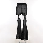 Cutout High Waist Slim Sequined Mesh Flared Pants Wholesale Women'S Bottom