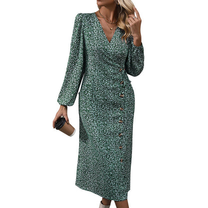 Long Sleeve Floral Button Dresses Wholesale Womens Clothing N3824062800019