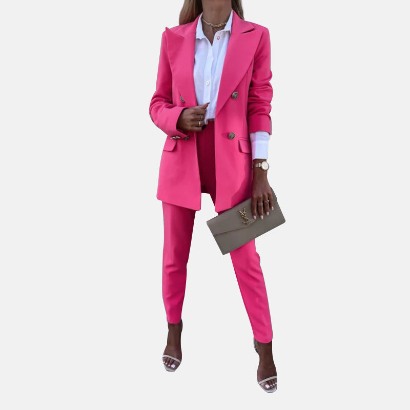 Solid Color Blazer And Pants Two Piece Suit Wholesale Womens Clothing N3823103000012