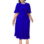 Elegant Solid Color Short Sleeve Round Neck African Dresses Wholesale Dresses