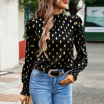 Polka Dot Commuter Round Neck Long Sleeve Shirt Wholesale Women'S Top