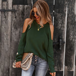 Sexy Solid Color Long Sleeve Off-Shoulder Wholesale Womens Tops V5923051700119