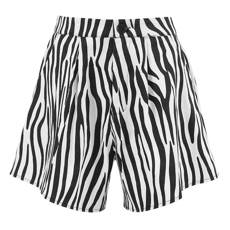 Niche Zebra Print High Waist Wide Leg Loose Shorts Wholesale Women'S Bottoms