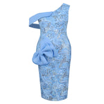 Casual Sequin One-Shoulder Diagonal Collar Large Bow Dress Wholesale Dresses