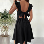 Resort Beach Dresses Flutter Sleeve Square Collar Wholesale Womens Clothing N3824052000067
