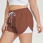 Wholesale Plus Size Womens Clothing Quick-Drying Anti-Light Reflective High-Waist Sports Shorts