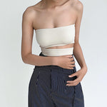 Sexy Sleeveless Breastless Short T-Shirt Wholesale Womens Tops