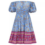 Bohemian Beach Off-Shoulder Printed Dress Wholesale Womens Clothing N3824041600056