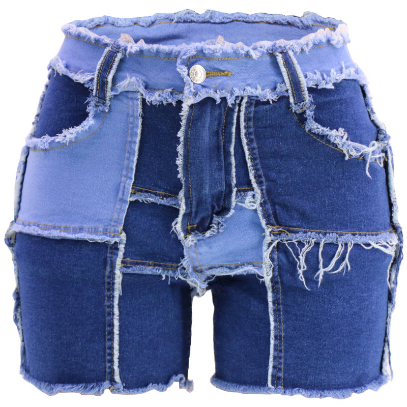 Patchwork High Elastic Denim Women'S Shorts Wholesale Womens Clothing N3823090500066