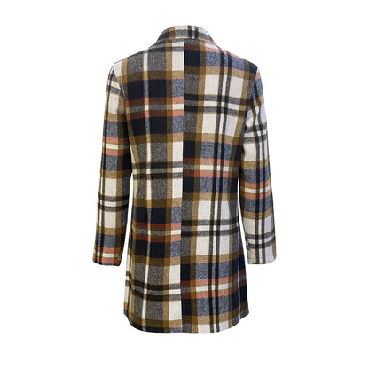 Casual Plaid Jacket Fall Winter Cardigan Wholesale Womens Clothing N3824080300071