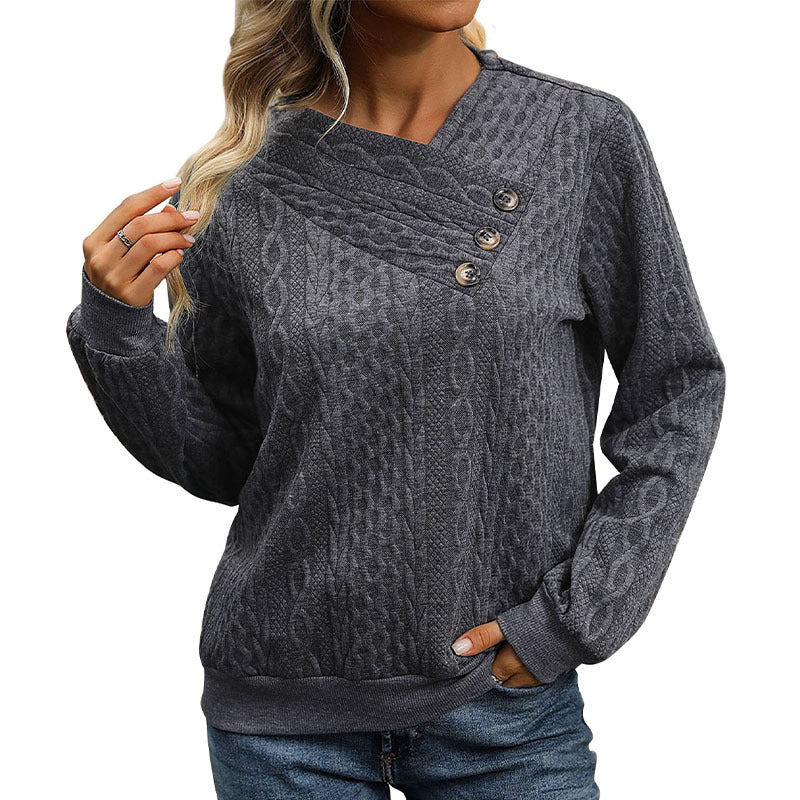 Long Sleeve Sweater Button Solid Color Sweatshirt Wholesale Womens Clothing N3824062800008