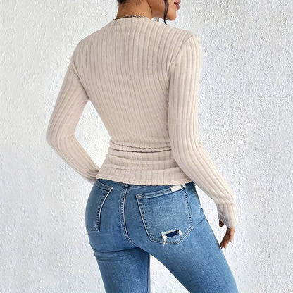 Round Neck Long Sleeve Tops Bottom Sweater Wholesale Womens Clothing N3824070500029