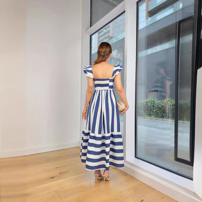 Elegant Striped Flutter Sleeve Dresses Wholesale Womens Clothing N3824082900030