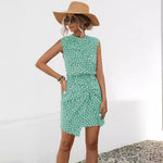 Polka Dot Stacked Neck Sleeveless Dresses Wholesale Womens Clothing N3824042900059