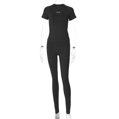 Short Sleeve T-Shirt High Waist Leggings Tracksuit Wholesale Womens Clothing