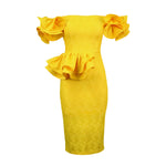 Fashion Lace Sleeveless Ruffle One-Piece Collar Dress Wholesale Dresses