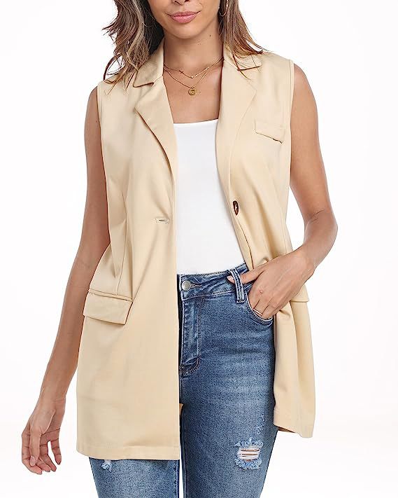 Solid Color blazer Vest Casual Sleeveless Jacket Wholesale Womens Clothing N3823100900023