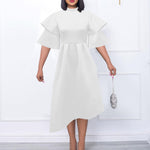 Half Turtleneck Solid Color Half Sleeve Dresses Wholesale Womens Clothing N3823112300123
