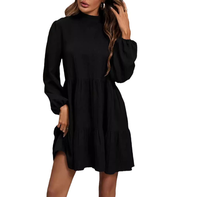 Solid Color Loose Round Neck Long Sleeve Dresses Wholesale Womens Clothing N3824052000054