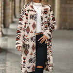 Single-Breasted Ethnic Print Plush Coats Wholesale Womens Clothing N3823111600026