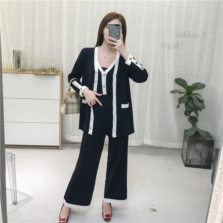 Cardigan Camisole Wide-Leg Pants Casual Suit Wholesale Women'S Clothing