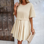 Women's Elegant Short Sleeve Patchwork Dresses Wholesale Womens Clothing N3823122900114